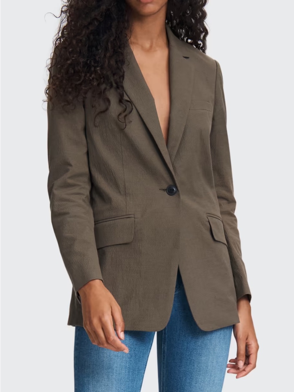 rag & bone Ames Seersucker Blazer Dark Olive Green (NWOT)